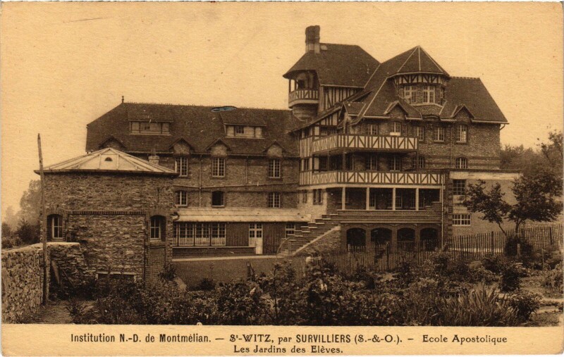 Carte postale ancienne Survilliers Ecole Apostolique, Les Jardins des Eleves France à Survilliers