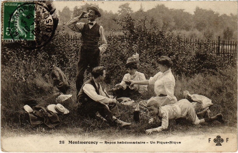 Carte postale ancienne Montmorency Repos hebdomadaire, Un Pique-Nique France à Montmorency