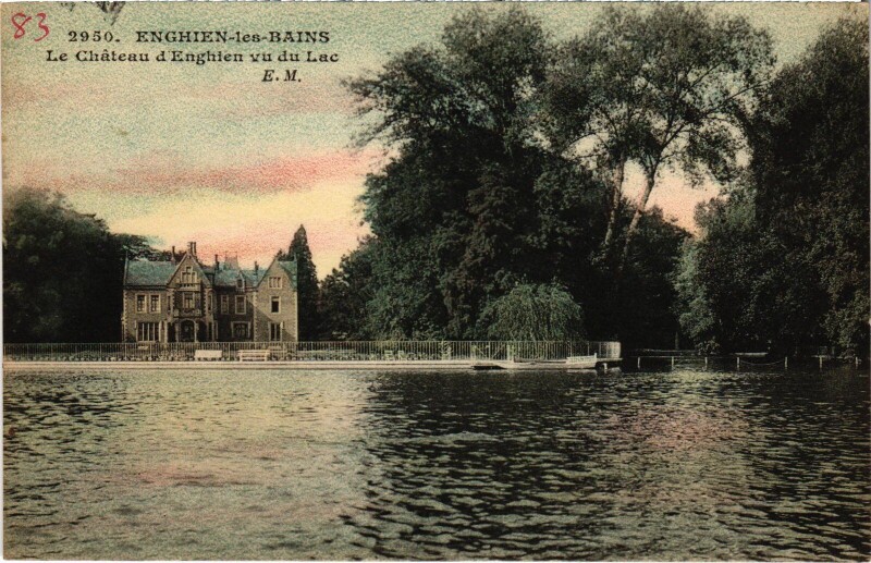 Carte postale ancienne Enghien les Bains Le Chateau et vu du Lac France à Enghien-les-Bains