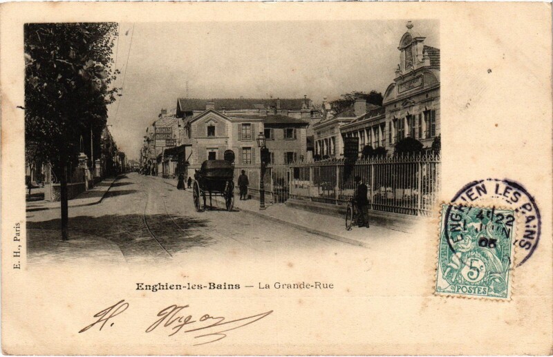 Carte postale ancienne Enghien les Bains La Grande Rue France à Enghien-les-Bains