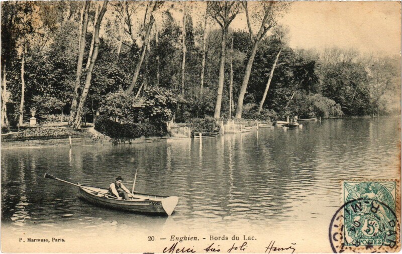 Carte postale ancienne Enghien les Bains Bords du Lac France à Enghien-les-Bains