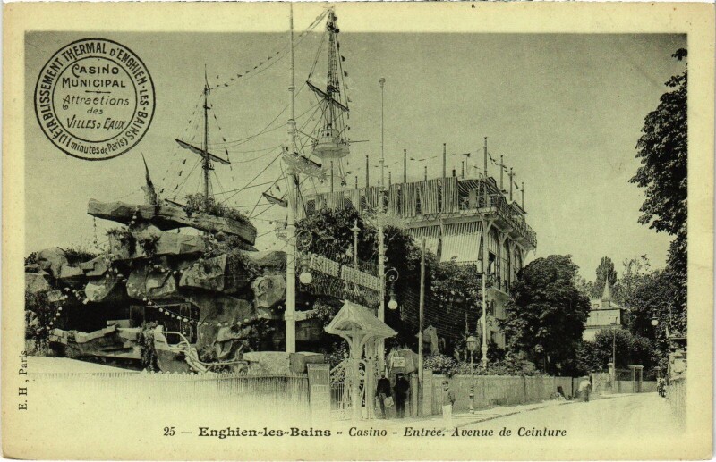 Carte postale ancienne Enghien les Bains Casino, Entree, Avenue de Ceinture France à Enghien-les-Bains