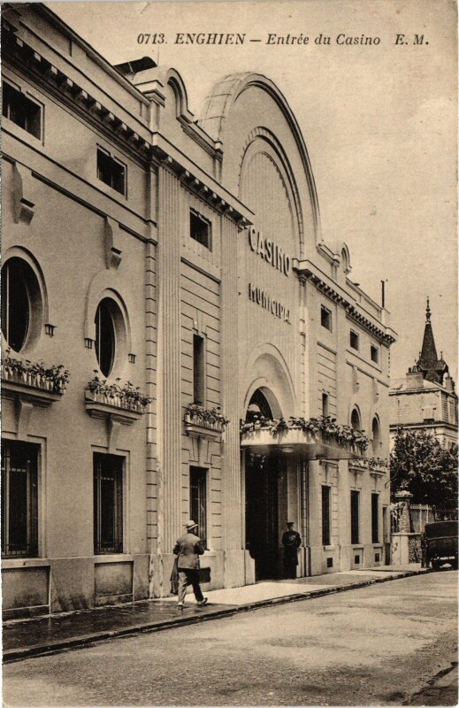 Carte postale ancienne Enghien les Bains Entree du Casino France à Enghien-les-Bains