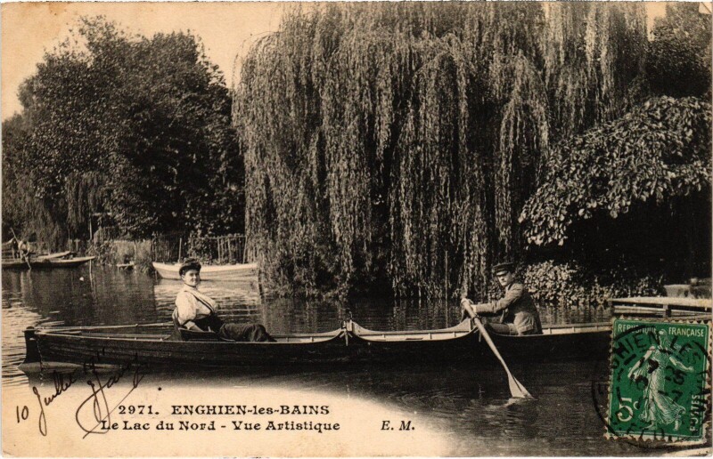 Carte postale ancienne Enghien les Bains Le Lac du Nord, Vue Artistique France à Enghien-les-Bains