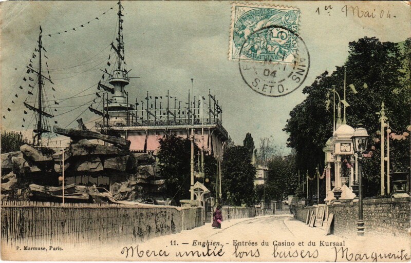 Carte postale ancienne Enghien les Bains Entrees du Casino et du Kursaal France à Enghien-les-Bains