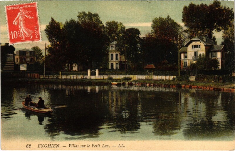 Carte postale ancienne Enghien les Bains Villas sur le Petit Lac France à Enghien-les-Bains