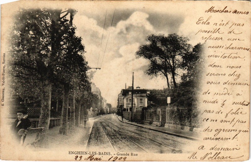 Carte postale ancienne Enghien les Bains Grande Rue France à Enghien-les-Bains