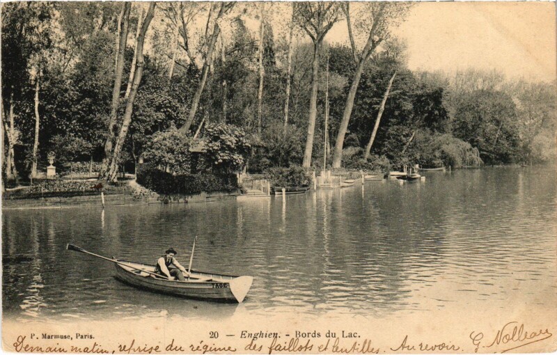 Carte postale ancienne Enghien les Bains Bords du Lac France à Enghien-les-Bains