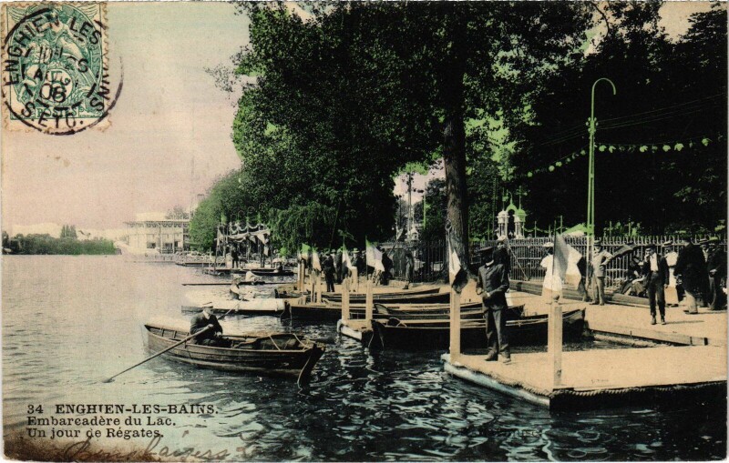 Carte postale ancienne Enghien les Bains Embarcadere du Lac France à Enghien-les-Bains