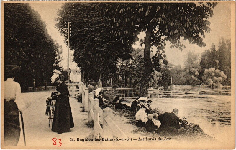 Carte postale ancienne Enghien les Bains Les bords du Lac France à Enghien-les-Bains