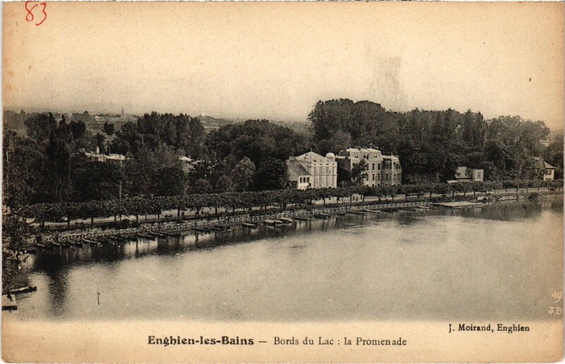 Carte postale ancienne Enghien les Bains Bords du Lac, La Promenade France à Enghien-les-Bains