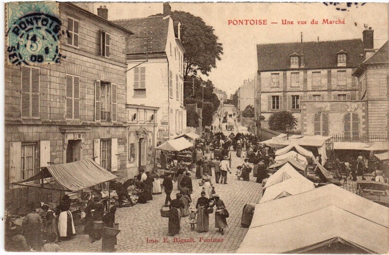 Carte postale ancienne Pontoise Une vue du Marche France à Pontoise
