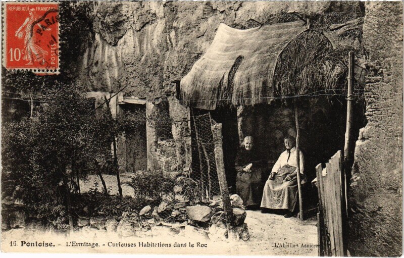 Carte postale ancienne Pontoise L'Ermitage, Curieuse Habitation dans le Roc France à Pontoise