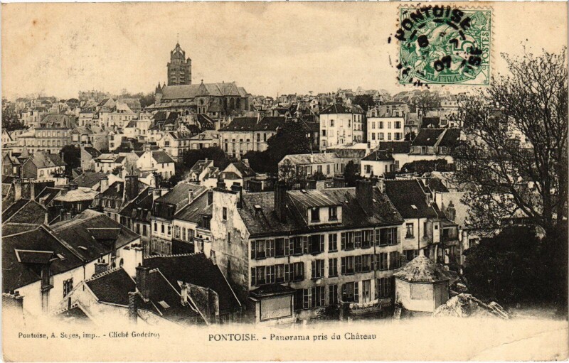 Carte postale ancienne Pontoise Panorama pris du Chateau France à Pontoise