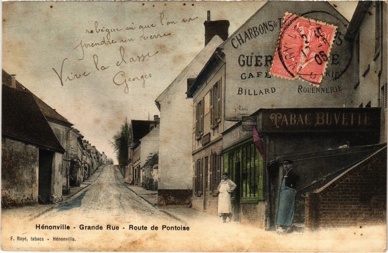 Carte postale ancienne Henonville Grande Rue, Route de Pontoise France à Pontoise
