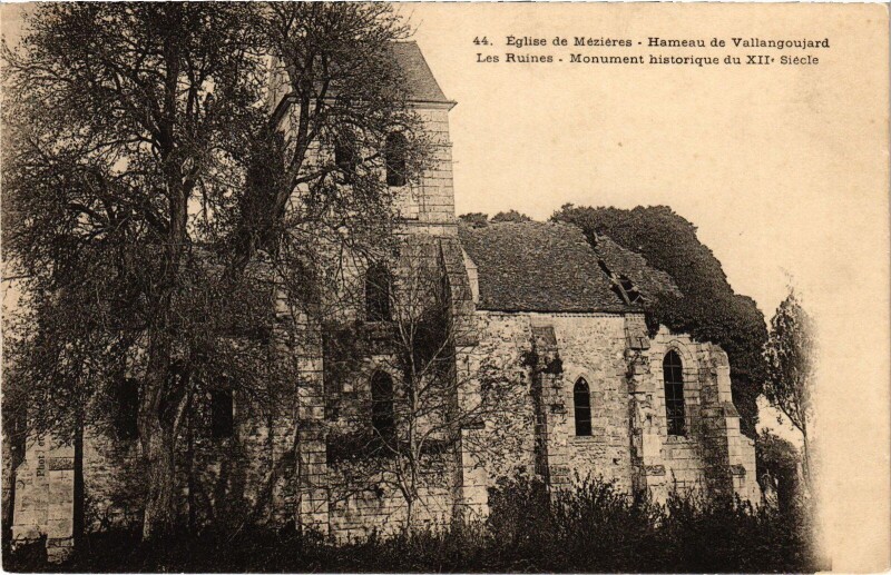 Carte postale ancienne Vallangoujard Eglise de Mezieres, Les Ruines France à Vallangoujard