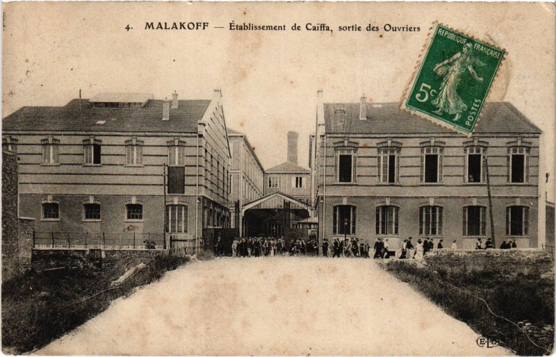 Carte postale ancienne Malakoff Etablissement de Caiffa, sortie des Ouvriers France à Malakoff
