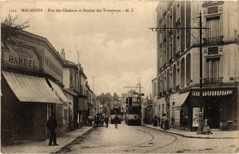 Carte postale ancienne Malakoff Rue des Clozeaux et Station France à Malakoff