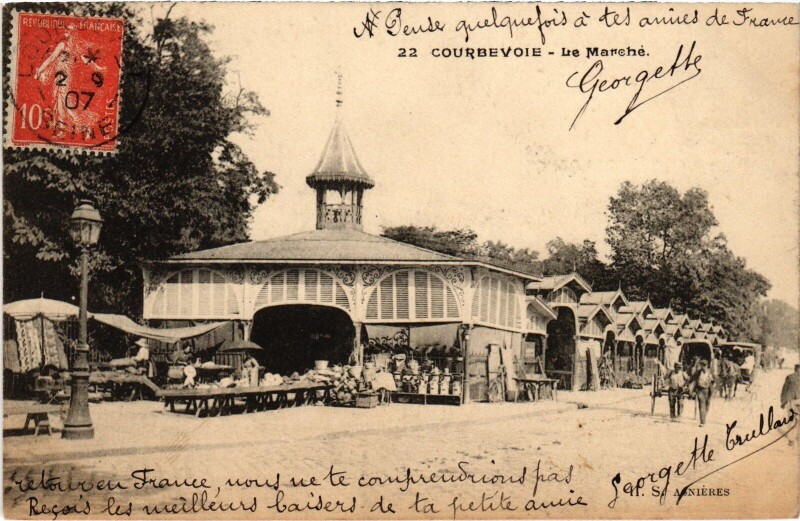 Carte postale ancienne Courbevoie Le Marche France à Courbevoie