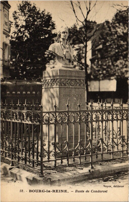 Carte postale ancienne Bourg la Reine Buste de Condorcet France à Bourg-la-Reine