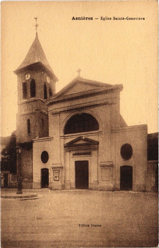 Carte postale ancienne Asnieres Eglise Sainte-Genevieve France