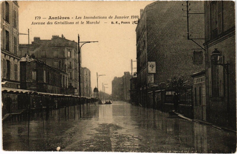 Carte postale ancienne Asnieres Avenue des Gresillons et le Marche France