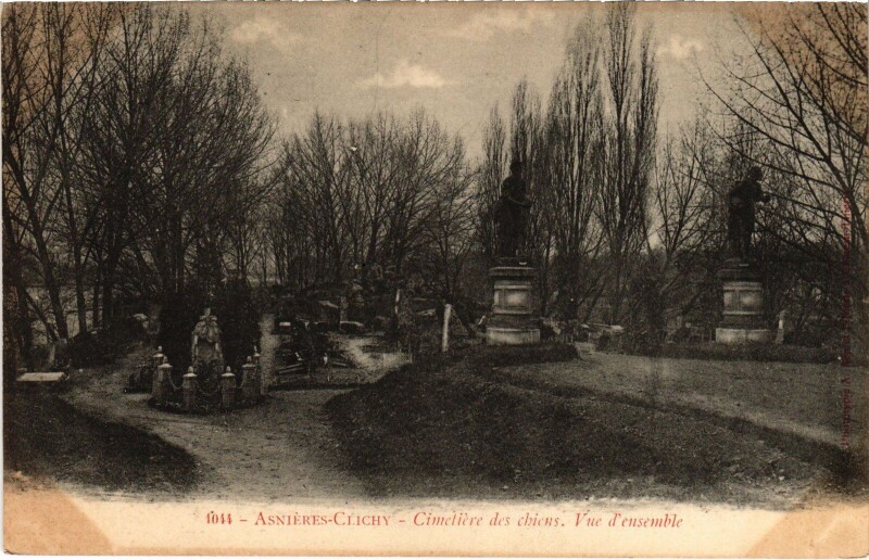 Carte postale ancienne Asnieres Cimetiere des Chiens, vue d'ensemble France