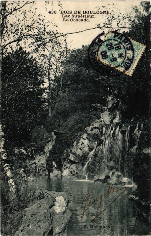 Carte postale ancienne Bois de Boulogne - Lac Supérieur -  La Cascade à Paris 16e