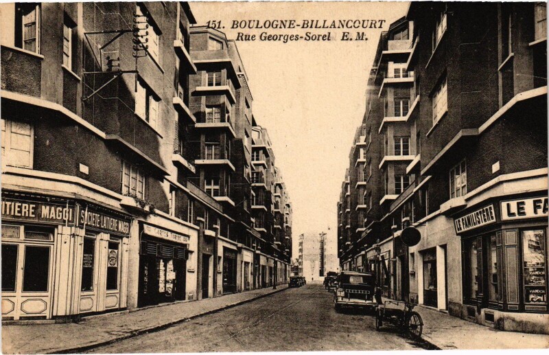 Carte postale ancienne Boulogne-Billancourt Rue Georges-Sorel France à Boulogne-Billancourt