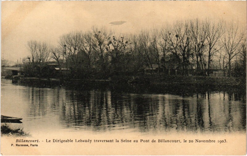 Carte postale ancienne Billancourt Le Dirigeable Lebaudy France