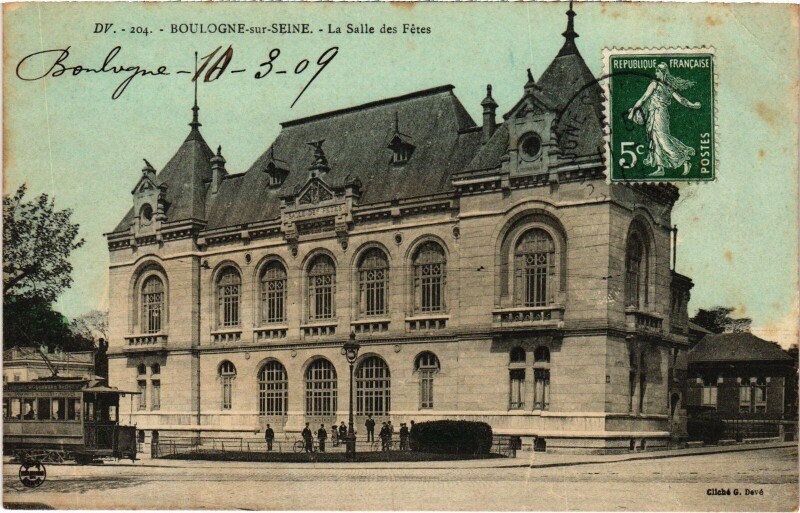 Carte postale ancienne Boulogne sur Seine La Salle des Fetes France