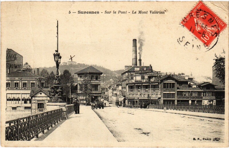 Carte postale ancienne Suresnes Sur le Pont, Le Mont Valerien France à Suresnes