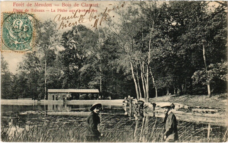 Carte postale ancienne Clamart Etang de Trivaux, La Peche France à Clamart