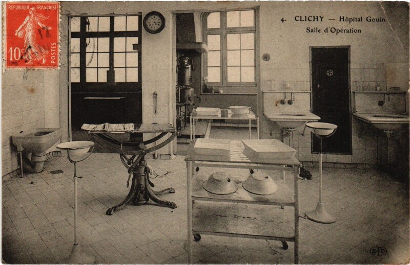Carte postale ancienne Hôpital Gouin - Salle d'Opération à Clichy