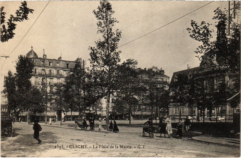 Carte postale ancienne La Place de la Mairie à Clichy