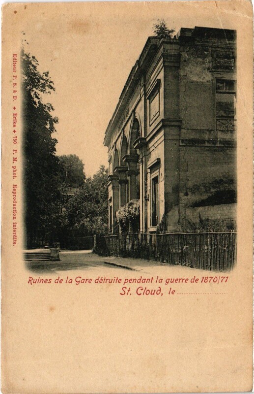 Carte postale ancienne Saint-Cloud Ruines de la Gare France à Saint-Cloud
