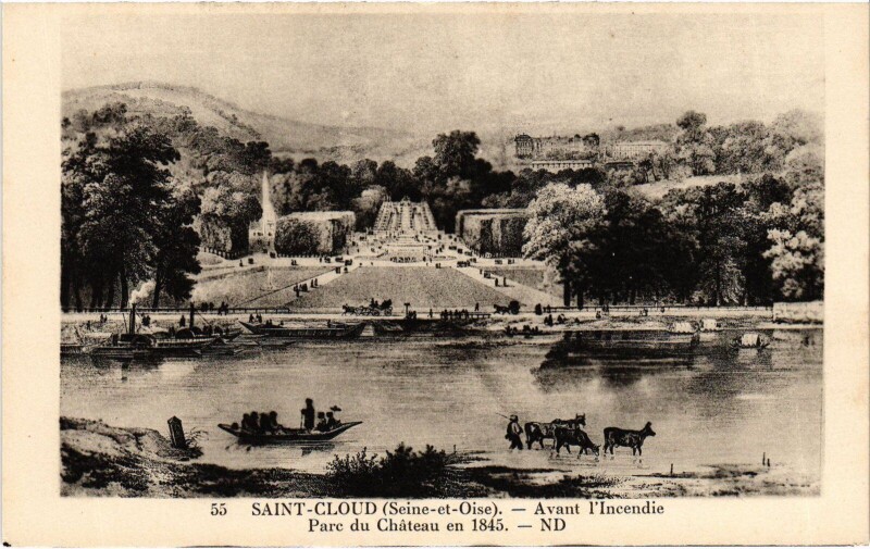 Carte postale ancienne Saint-Cloud Avant l'Incendie, Parc du Chateau France à Saint-Cloud