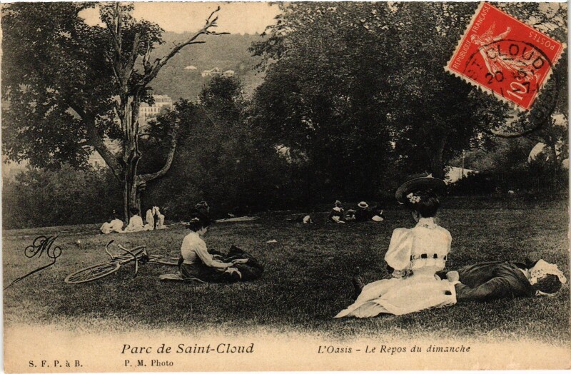 Carte postale ancienne Saint-Cloud L'Oasis, Le Repos du dimanche France à Saint-Cloud