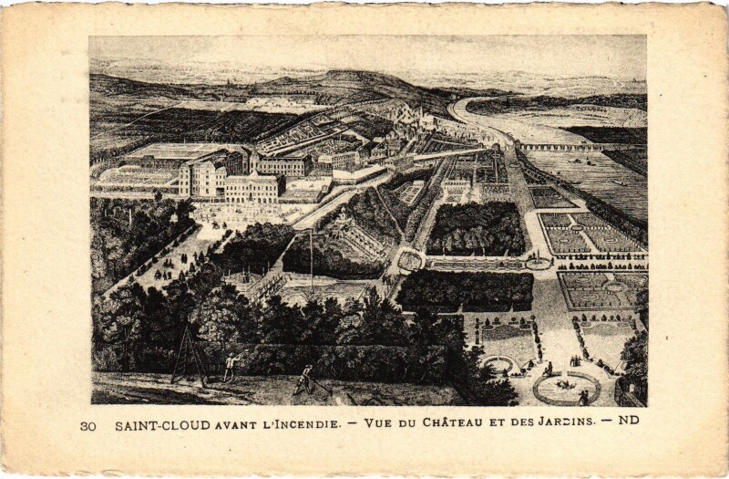 Carte postale ancienne Saint-Cloud Vue du Chateau et des Jardins France à Saint-Cloud