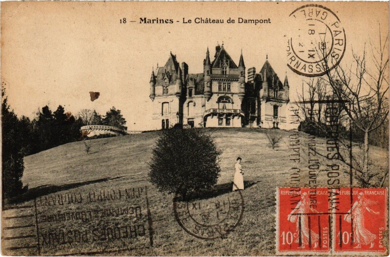 Carte postale ancienne Marines Le Chateau de Dampont France à Marines