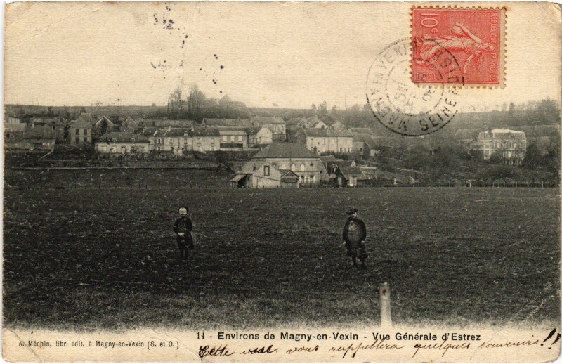Carte postale ancienne Magny en Vexin Vue Generale d'Estrez France à Magny-en-Vexin