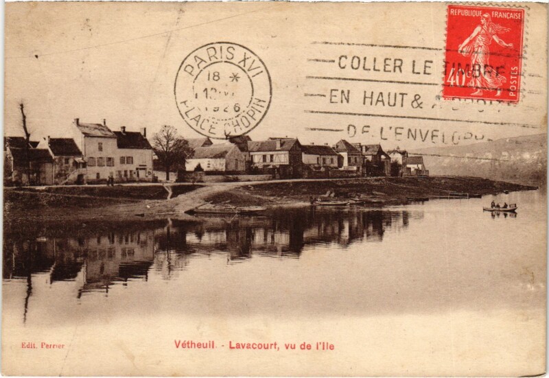 Carte postale ancienne Vetheuil Lavacourt, vu de l'Ile France