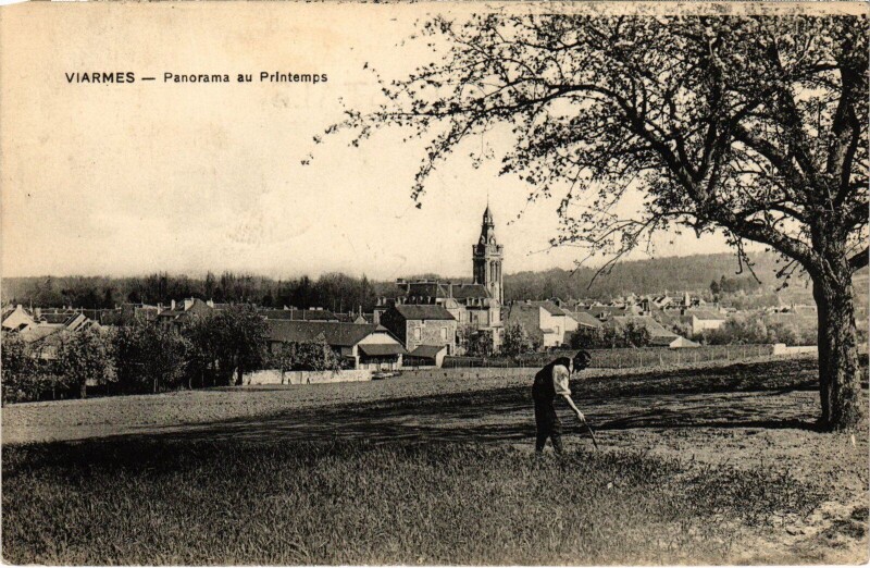 Carte postale ancienne Viarmes Panorama au Printemps France à Viarmes
