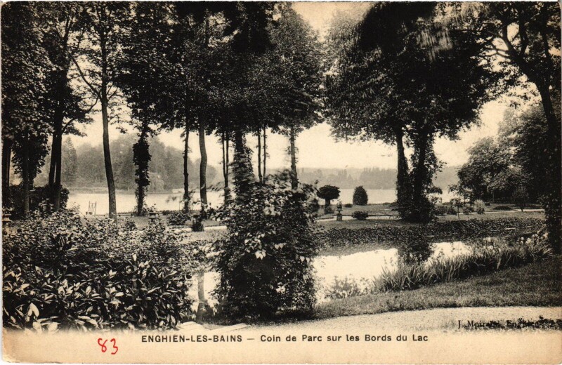 Carte postale ancienne Enghien les Bains Coin du Parc s les Bords du Lac France à Enghien-les-Bains