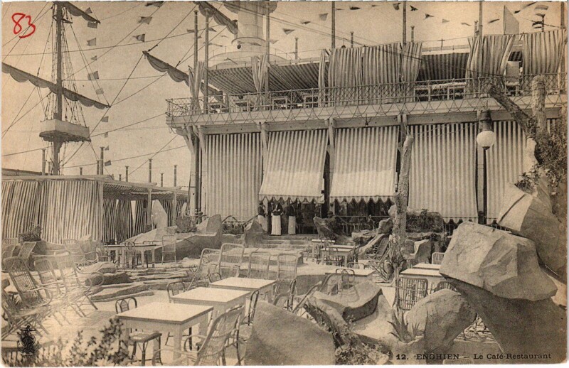 Carte postale ancienne Enghien les Bains Le Cafe Restaurant France à Enghien-les-Bains
