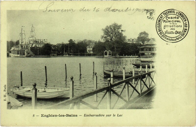 Carte postale ancienne Enghien les Bains Embarcadere sur le Lac France à Enghien-les-Bains
