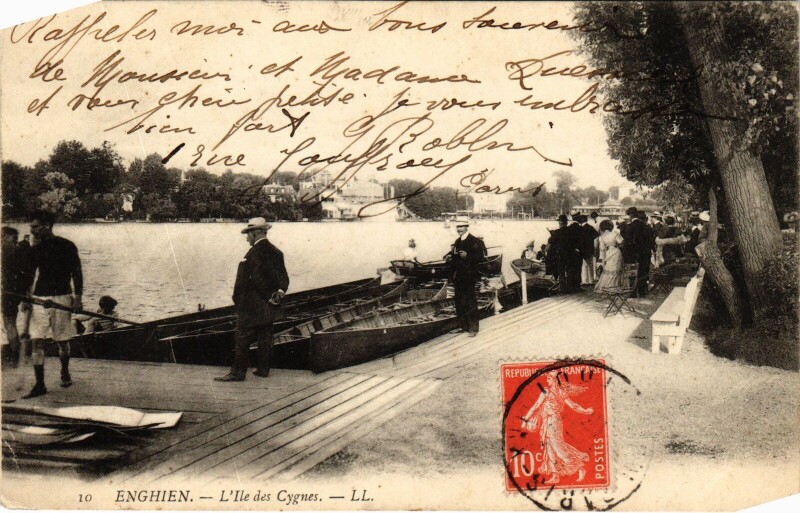 Carte postale ancienne Enghien les Bains L'Ile des Cygnes France à Enghien-les-Bains