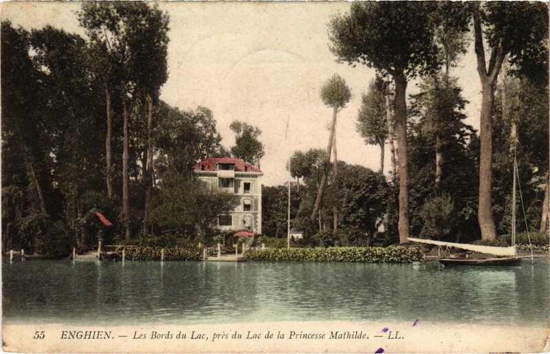 Carte postale ancienne Enghien les Bains Les Bords du Lac France à Enghien-les-Bains
