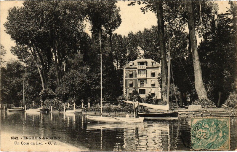 Carte postale ancienne Enghien les Bains Un Coin du Lac France à Enghien-les-Bains