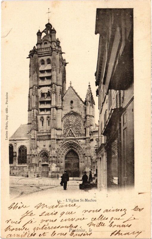 Carte postale ancienne Pontoise L'Eglise St.Maclou France à Pontoise